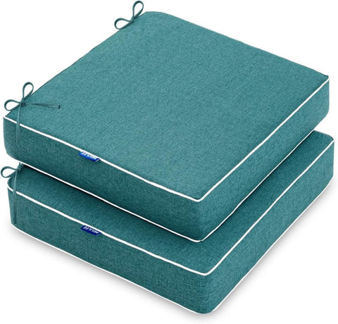 MIULEE 22 x 22 x 3 Inch Outdoor Chair Cushions,Waterproof Seat Cushions for Patio Furniture Garden with Ties Patio Chair Cushions Set of 2,Turquoise - Miulee