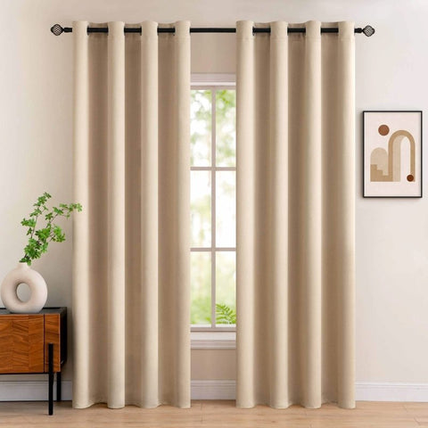MIULEE Blackout Curtains 96 Inches Long for Bedroom Living Room Thermal Insulated Room Darkening Grommet Top Solid Light Blocking Drapery Set of 2 Window Panels Beige - Miulee