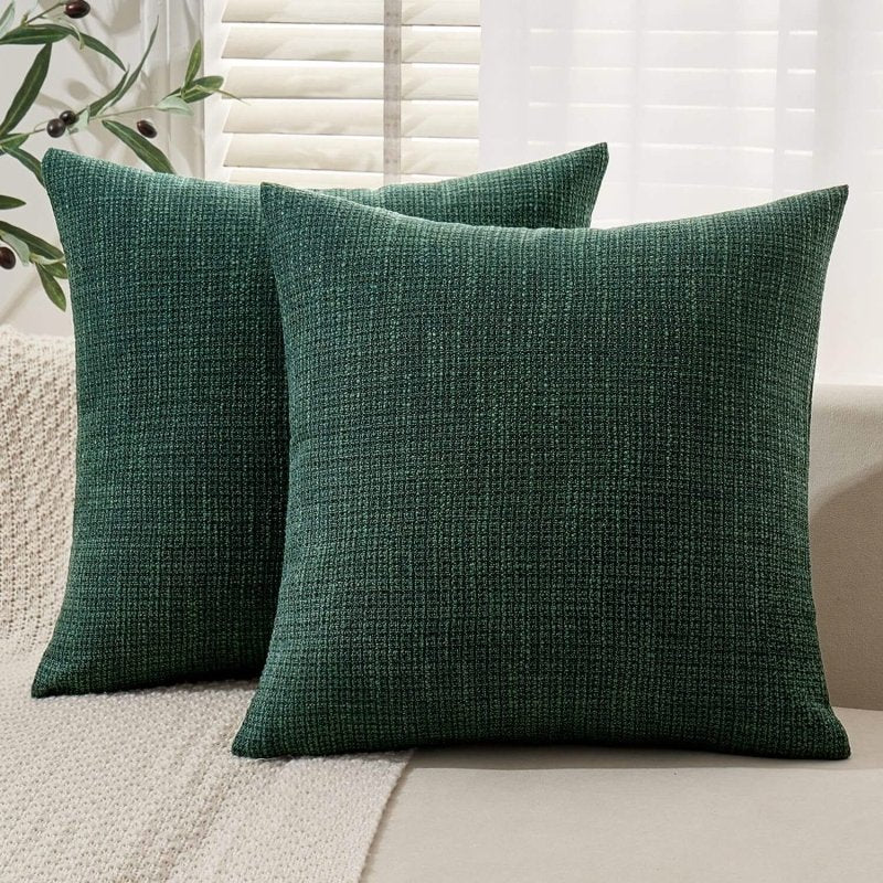 MIULEE Burlap Linen Throw Pillow Covers 18x18 Inch Christmas Dark Green Decorative Pillow Covers Modern Farmhouse Pillowcases Soft Accent Cushion Covers for Couch Sofa Bedroom Living Room Home Decor - Miulee
