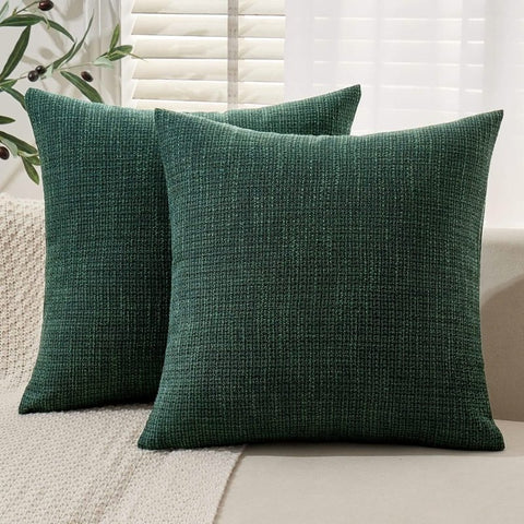 MIULEE Burlap Linen Throw Pillow Covers 18x18 Inch Christmas Dark Green Decorative Pillow Covers Modern Farmhouse Pillowcases Soft Accent Cushion Covers for Couch Sofa Bedroom Living Room Home Decor - Miulee
