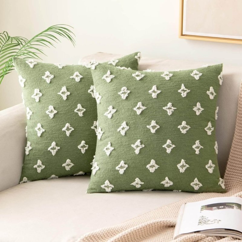 MIULEE Christmas Decorative Rhombic Jacquard Pillowcase Soft Square Pillow Covers (Pack of 2) - Miulee