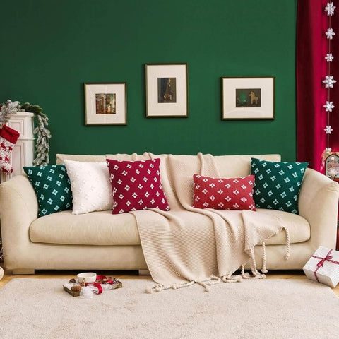 MIULEE Christmas Decorative Rhombic Jacquard Pillowcase Soft Square Pillow Covers (Pack of 2) - Miulee