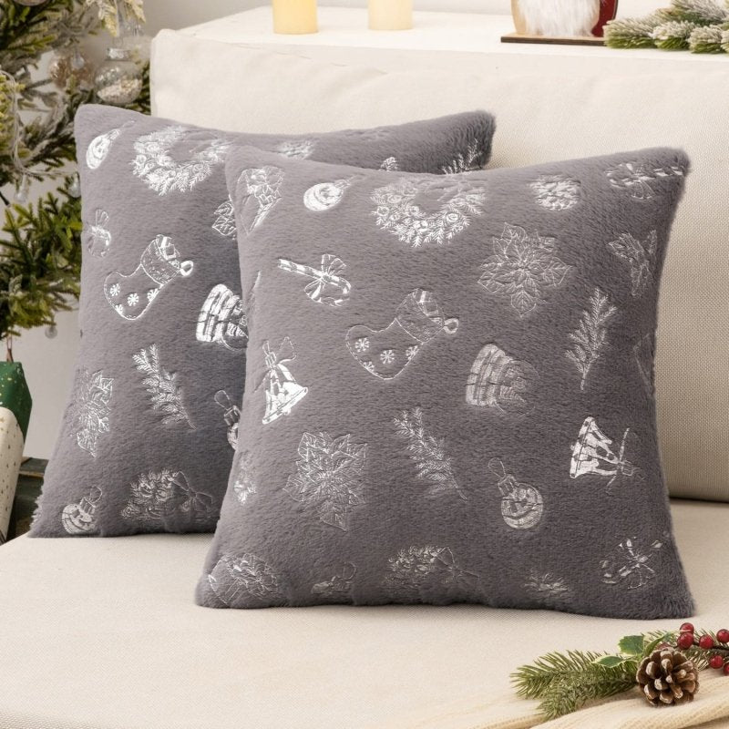 MIULEE Christmas Decorative Soft Plush Faux Wool Pillow Covers (Pack of 2) - Miulee
