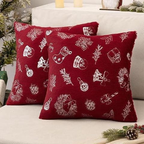 MIULEE Christmas Decorative Soft Plush Faux Wool Pillow Covers (Pack of 2) - Miulee