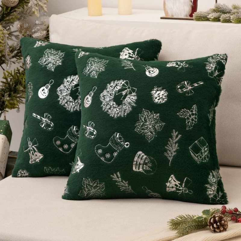 MIULEE Christmas Decorative Soft Plush Faux Wool Pillow Covers (Pack of 2) - Miulee