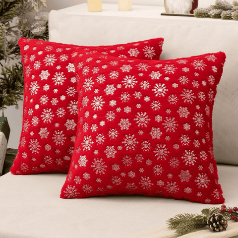 MIULEE Christmas Decorative Soft Plush Faux Wool Pillow Covers (Pack of 2) - Miulee