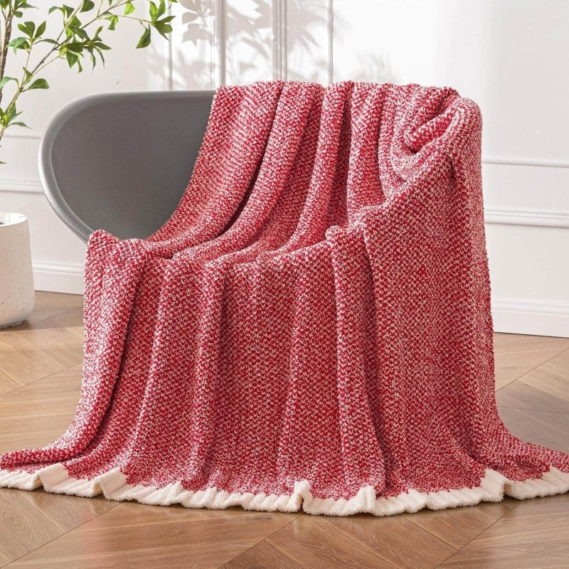 MIULEE Christmas Red Super Soft Throw Blanket for Couch, Cozy Fluffy Warm Blankets Lightweight Knit Throw Blankets for Sofa, Bed, Chair, Living Room, Camping, Picnic, 50 x 60 inch - Miulee