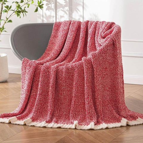 MIULEE Christmas Red Super Soft Throw Blanket for Couch, Cozy Fluffy Warm Blankets Lightweight Knit Throw Blankets for Sofa, Bed, Chair, Living Room, Camping, Picnic, 50 x 60 inch - Miulee