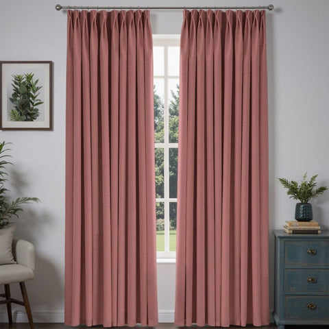 MIULEE Customized 100% Blackout Linen Textured Curtains (2 Panels) - Pleated - Miulee