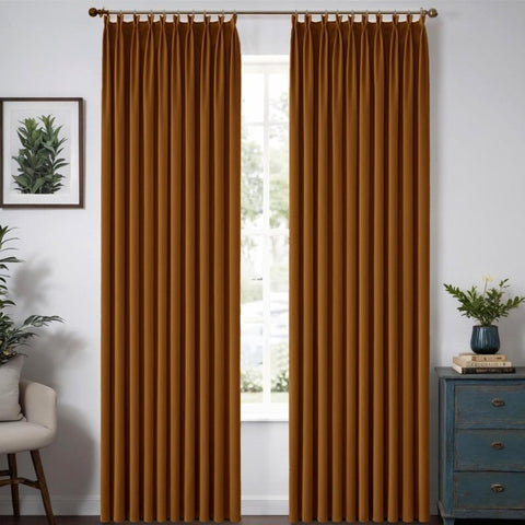 MIULEE Customized Pleated Velvet Luxury Blackout Curtains Thermal Insulated (2 Panels) - Pleated - Miulee