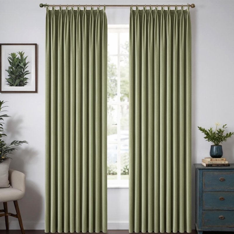 MIULEE Customized Pleated Velvet Luxury Blackout Curtains Thermal Insulated (2 Panels) - Pleated - Miulee