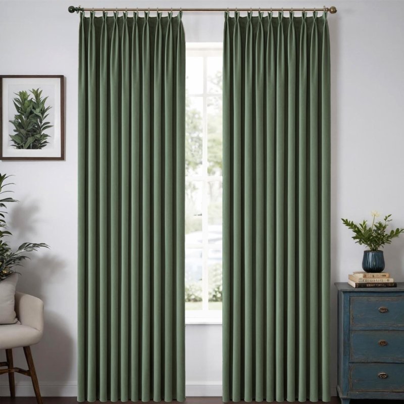 MIULEE Customized Pleated Velvet Luxury Blackout Curtains Thermal Insulated (2 Panels) - Pleated - Miulee