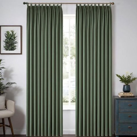 MIULEE Customized Pleated Velvet Luxury Blackout Curtains Thermal Insulated (2 Panels) - Pleated - Miulee