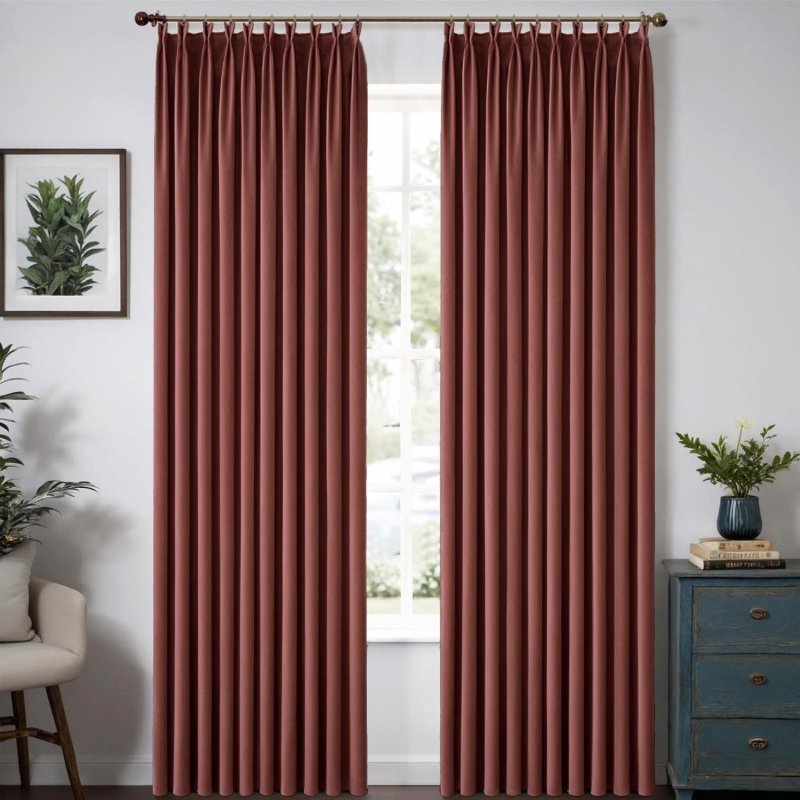 MIULEE Customized Pleated Velvet Luxury Blackout Curtains Thermal Insulated (2 Panels) - Pleated - Miulee