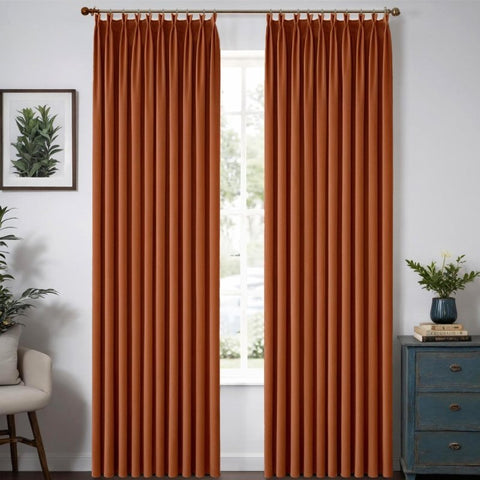 MIULEE Customized Pleated Velvet Luxury Blackout Curtains Thermal Insulated (2 Panels) - Pleated - Miulee