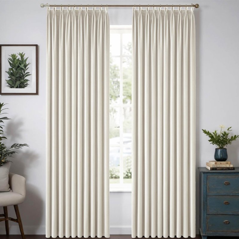 MIULEE Customized Pleated Velvet Luxury Blackout Curtains Thermal Insulated (2 Panels) - Pleated - Miulee