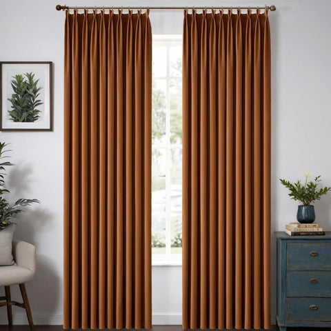 MIULEE Customized Pleated Velvet Luxury Blackout Curtains Thermal Insulated (2 Panels) - Pleated - Miulee