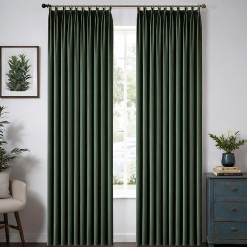 MIULEE Customized Pleated Velvet Luxury Blackout Curtains Thermal Insulated (2 Panels) - Pleated - Miulee