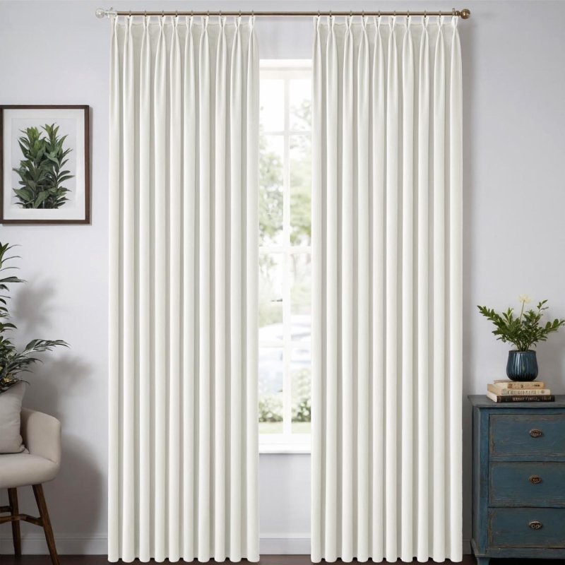 MIULEE Customized Pleated Velvet Luxury Blackout Curtains Thermal Insulated (2 Panels) - Pleated - Miulee
