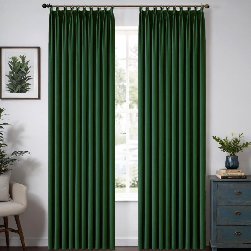 MIULEE Customized Pleated Velvet Luxury Blackout Curtains Thermal Insulated (2 Panels) - Pleated - Miulee