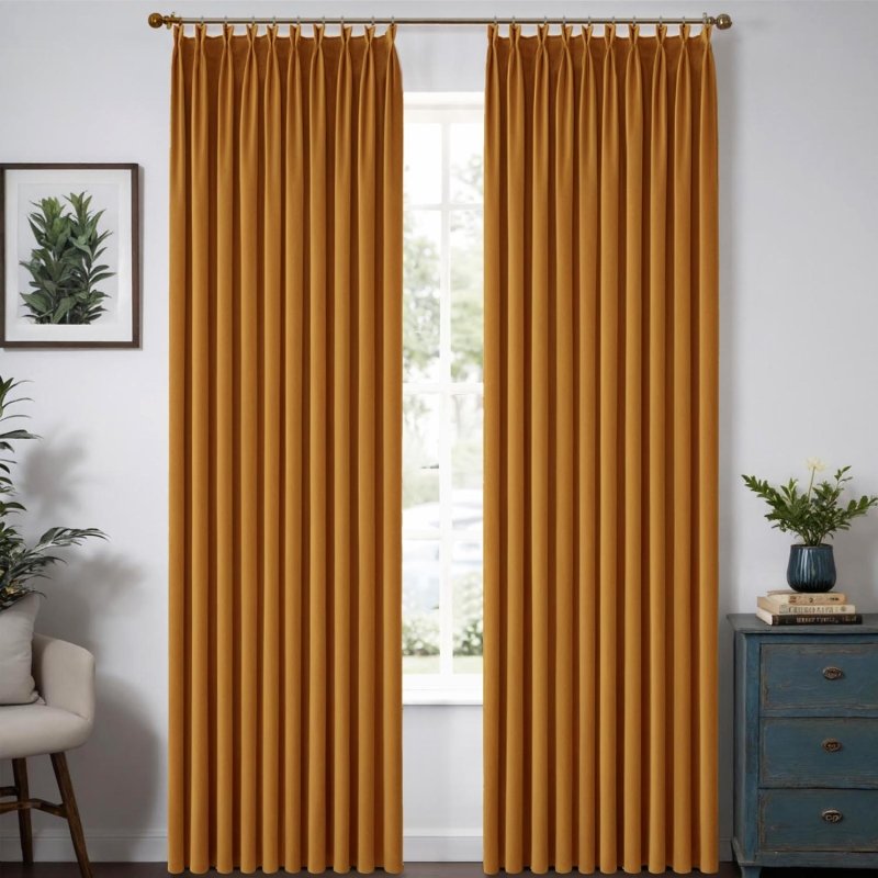 MIULEE Customized Pleated Velvet Luxury Blackout Curtains Thermal Insulated (2 Panels) - Pleated - Miulee