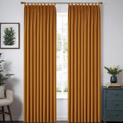 MIULEE Customized Pleated Velvet Luxury Blackout Curtains Thermal Insulated (2 Panels) - Pleated - Miulee