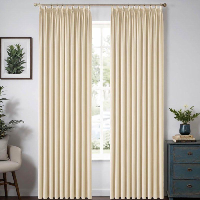 MIULEE Customized Pleated Velvet Luxury Blackout Curtains Thermal Insulated (2 Panels) - Pleated - Miulee