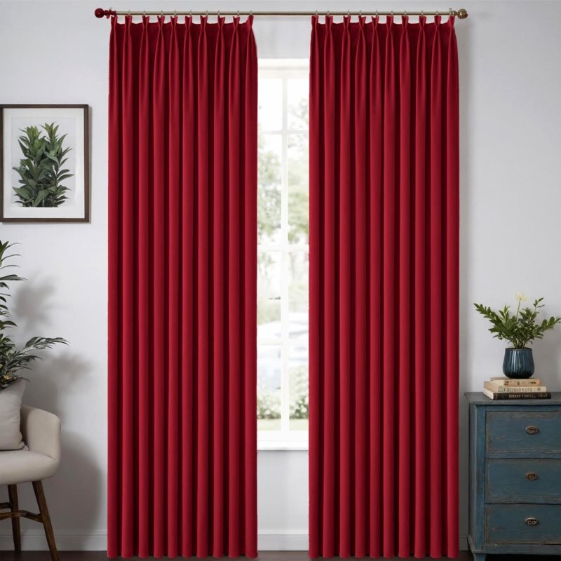 MIULEE Customized Pleated Velvet Luxury Blackout Curtains Thermal Insulated (2 Panels) - Pleated - Miulee