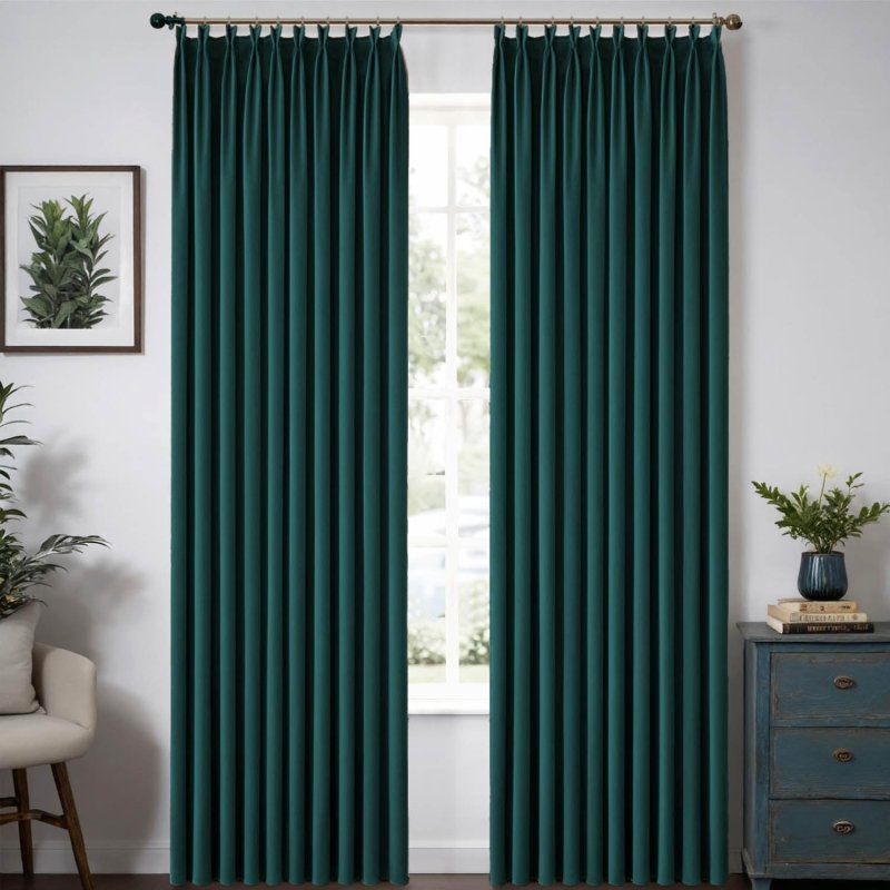 MIULEE Customized Pleated Velvet Luxury Blackout Curtains Thermal Insulated (2 Panels) - Pleated - Miulee