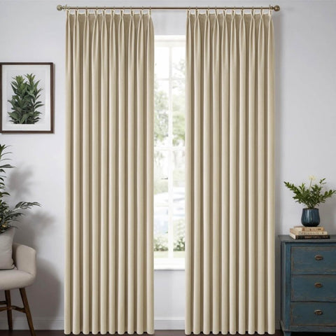 MIULEE Customized Pleated Velvet Luxury Blackout Curtains Thermal Insulated (2 Panels) - Pleated - Miulee
