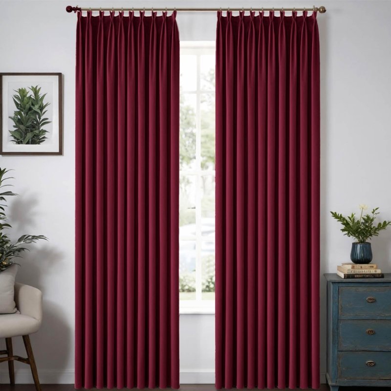 MIULEE Customized Pleated Velvet Luxury Blackout Curtains Thermal Insulated (2 Panels) - Pleated - Miulee