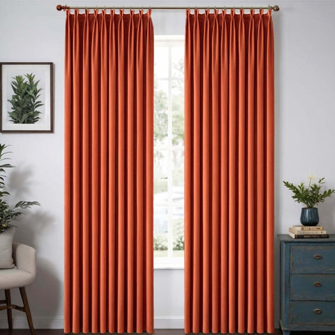 MIULEE Customized Pleated Velvet Luxury Blackout Curtains Thermal Insulated (2 Panels) - Pleated - Miulee