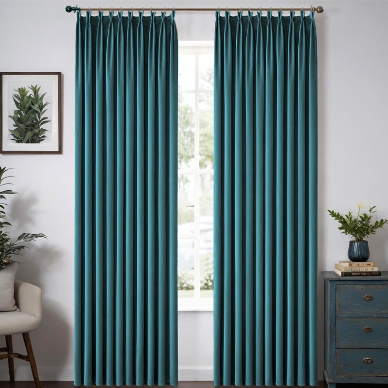 MIULEE Customized Pleated Velvet Luxury Blackout Curtains Thermal Insulated (2 Panels) - Pleated - Miulee