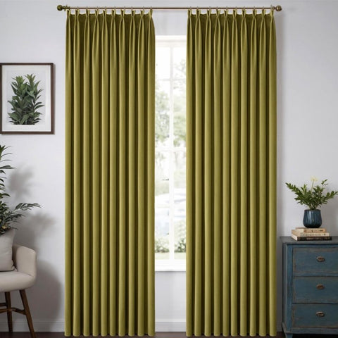 MIULEE Customized Pleated Velvet Luxury Blackout Curtains Thermal Insulated (2 Panels) - Pleated - Miulee