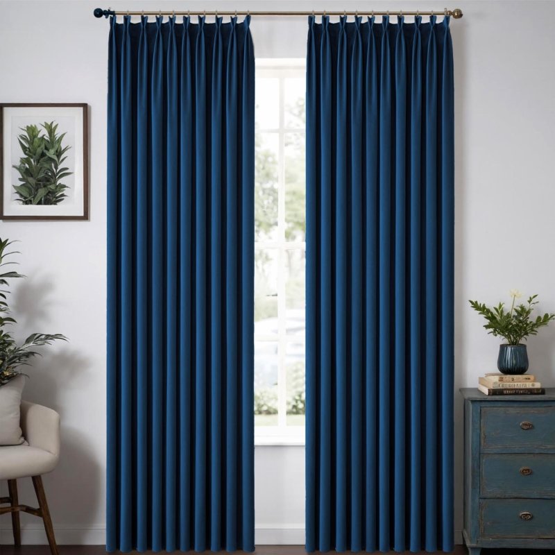 MIULEE Customized Pleated Velvet Luxury Blackout Curtains Thermal Insulated (2 Panels) - Pleated - Miulee