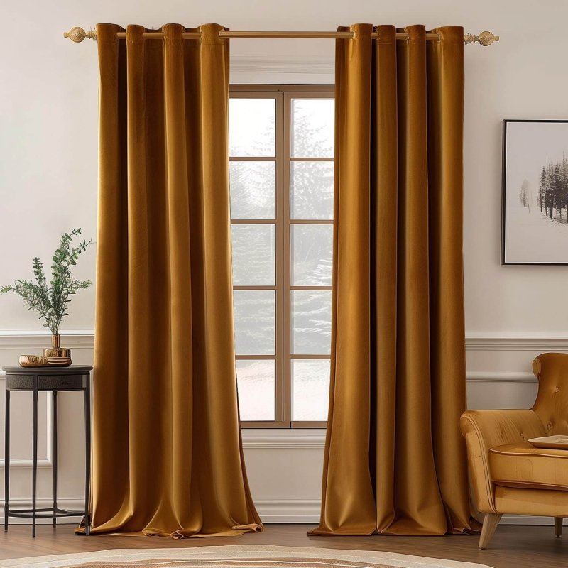 MIULEE Customized Velvet Luxury Blackout Curtains Thermal Insulated (2 Panels) - Grommet - Miulee