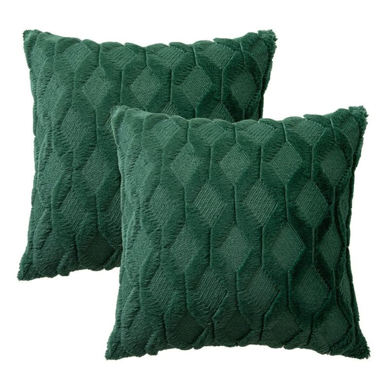 MIULEE Dark Green Throw Pillow Covers 18x18 Set of 2 Decorative Farmhouse Couch Throw Pillows Boho Shells Soft Plush Wool Pillowcases for Bedroom Living Room Sofa… - Miulee