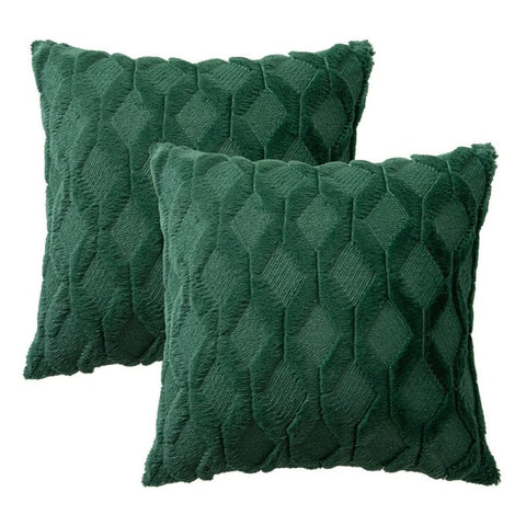 MIULEE Dark Green Throw Pillow Covers 18x18 Set of 2 Decorative Farmhouse Couch Throw Pillows Boho Shells Soft Plush Wool Pillowcases for Bedroom Living Room Sofa… - Miulee