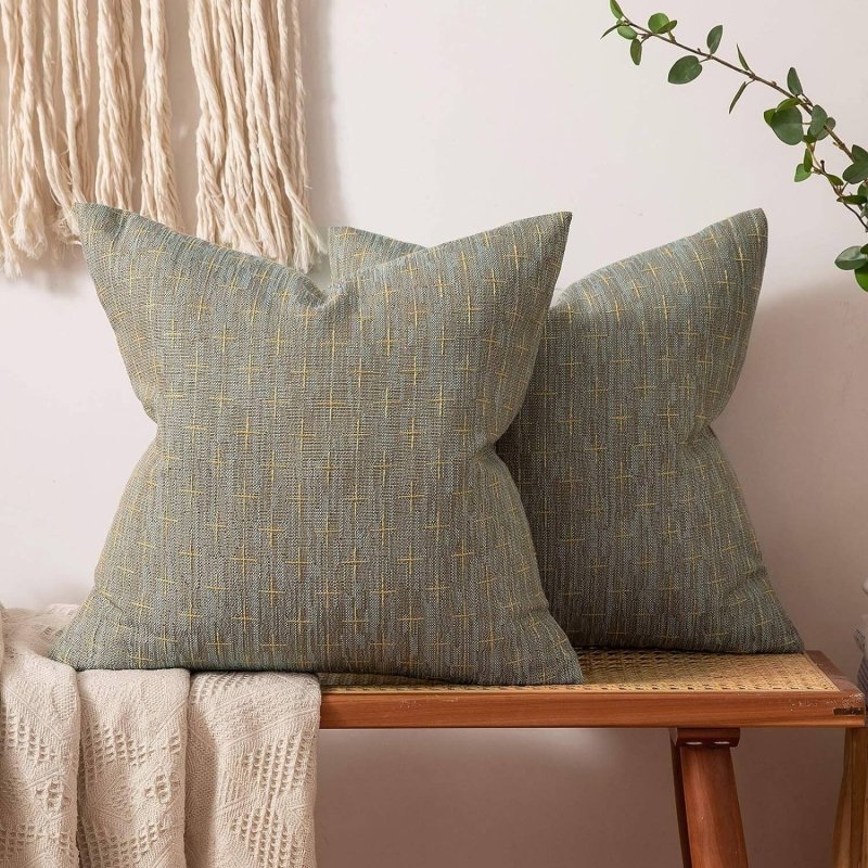 MIULEE Decorative Burlap Linen Modern Farmhouse Rustic Woven Textured Pillow Covers (Pack of 2) - Miulee