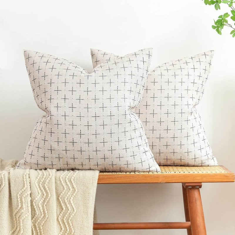 MIULEE Decorative Burlap Linen Modern Farmhouse Rustic Woven Textured Pillow Covers (Pack of 2) - Miulee