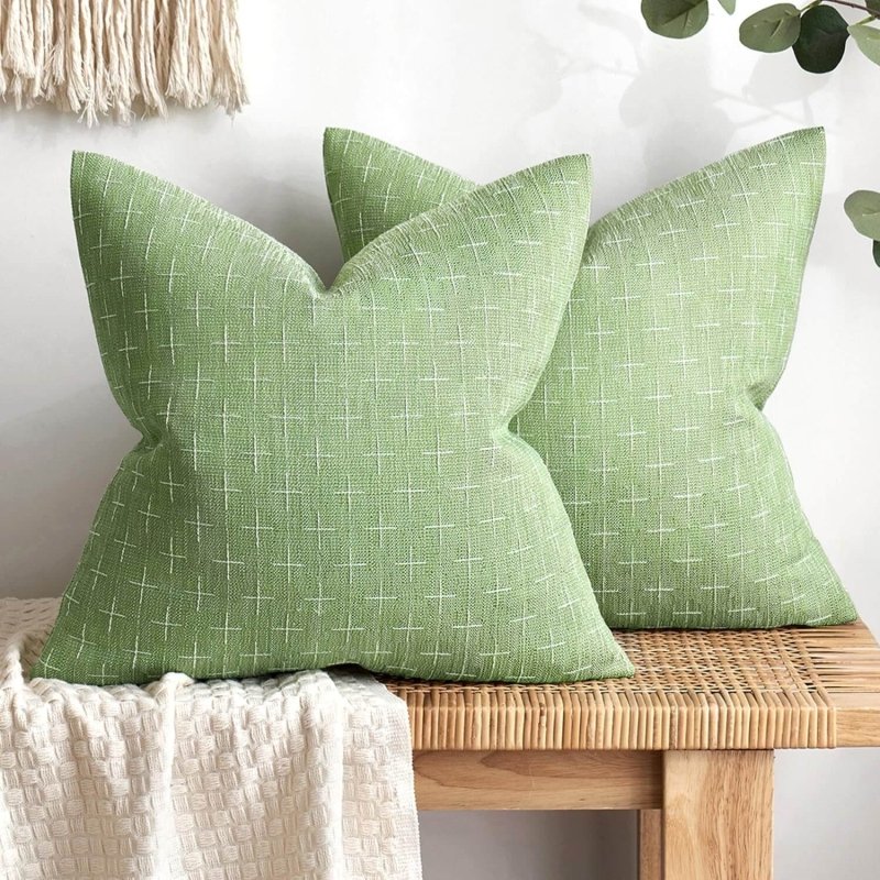 MIULEE Decorative Burlap Linen Modern Farmhouse Rustic Woven Textured Pillow Covers (Pack of 2) - Miulee