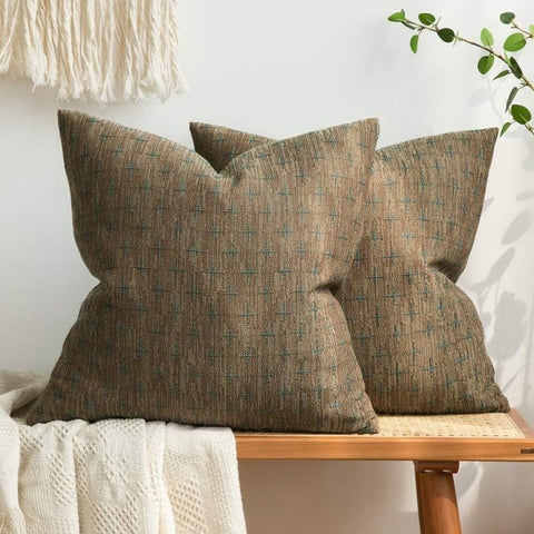 MIULEE Decorative Burlap Linen Modern Farmhouse Rustic Woven Textured Pillow Covers (Pack of 2) - Miulee
