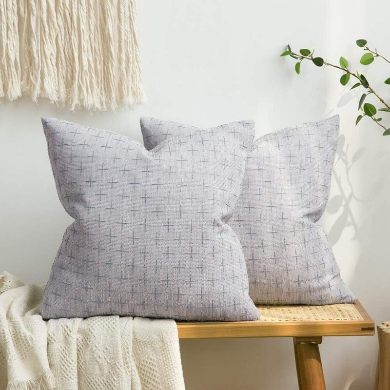 MIULEE Decorative Burlap Linen Modern Farmhouse Rustic Woven Textured Pillow Covers (Pack of 2) - Miulee