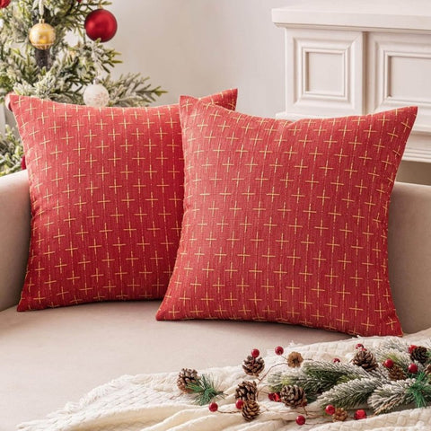 MIULEE Decorative Burlap Linen Modern Farmhouse Rustic Woven Textured Pillow Covers (Pack of 2) - Miulee