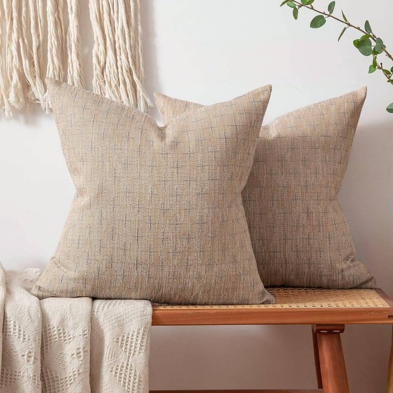 MIULEE Decorative Burlap Linen Modern Farmhouse Rustic Woven Textured Pillow Covers (Pack of 2) - Miulee