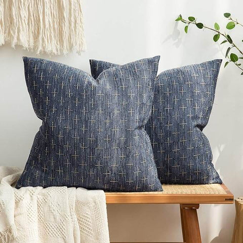 MIULEE Decorative Burlap Linen Modern Farmhouse Rustic Woven Textured Pillow Covers (Pack of 2) - Miulee
