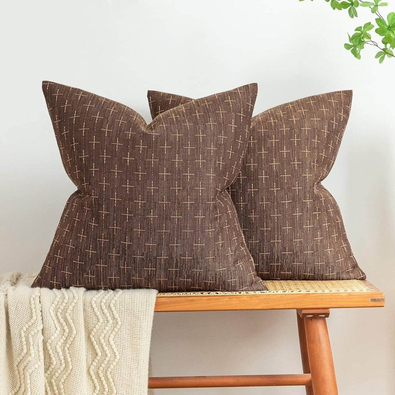 MIULEE Decorative Burlap Linen Modern Farmhouse Rustic Woven Textured Pillow Covers (Pack of 2) - Miulee