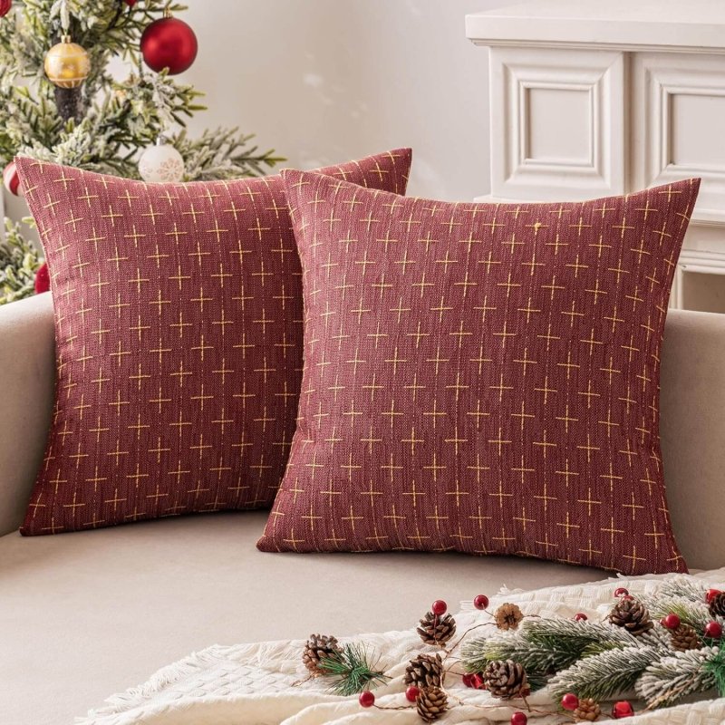MIULEE Decorative Burlap Linen Modern Farmhouse Rustic Woven Textured Pillow Covers (Pack of 2) - Miulee