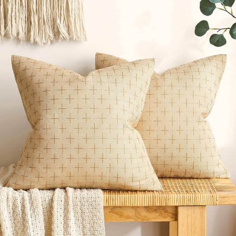MIULEE Decorative Burlap Linen Modern Farmhouse Rustic Woven Textured Pillow Covers (Pack of 2) - Miulee
