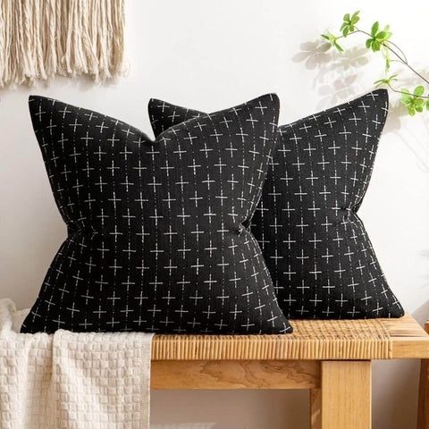 MIULEE Decorative Burlap Linen Modern Farmhouse Rustic Woven Textured Pillow Covers (Pack of 2) - Miulee